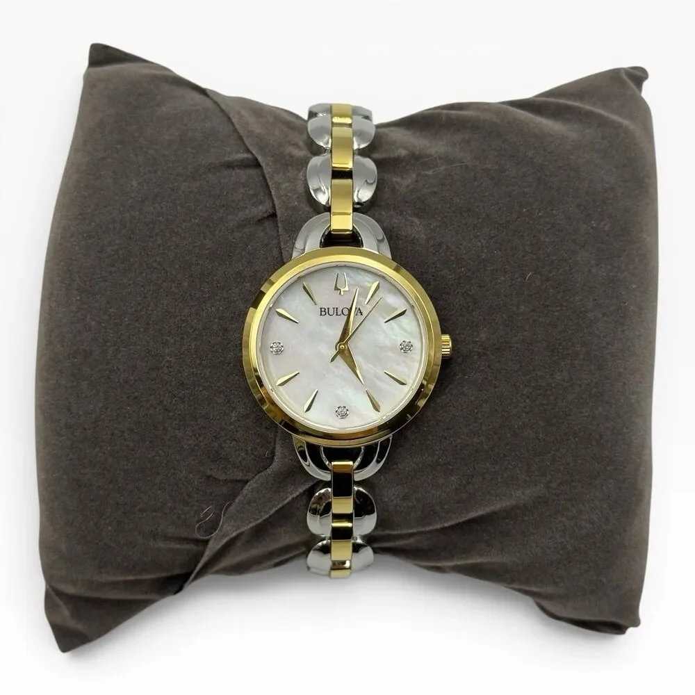 Bulova 98P212 Classic Diamond Mother of Pearl Dial Two-Tone Ladies Watch $425